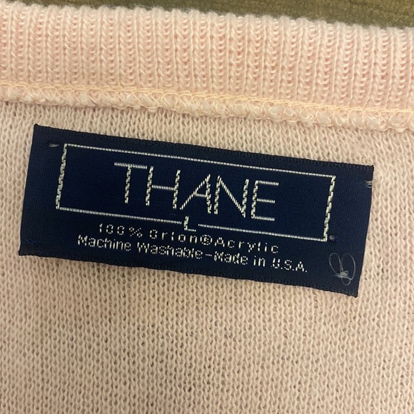 Vintage THANE pink v neck sweater‎ size L made in USA - Picture 5 of 5